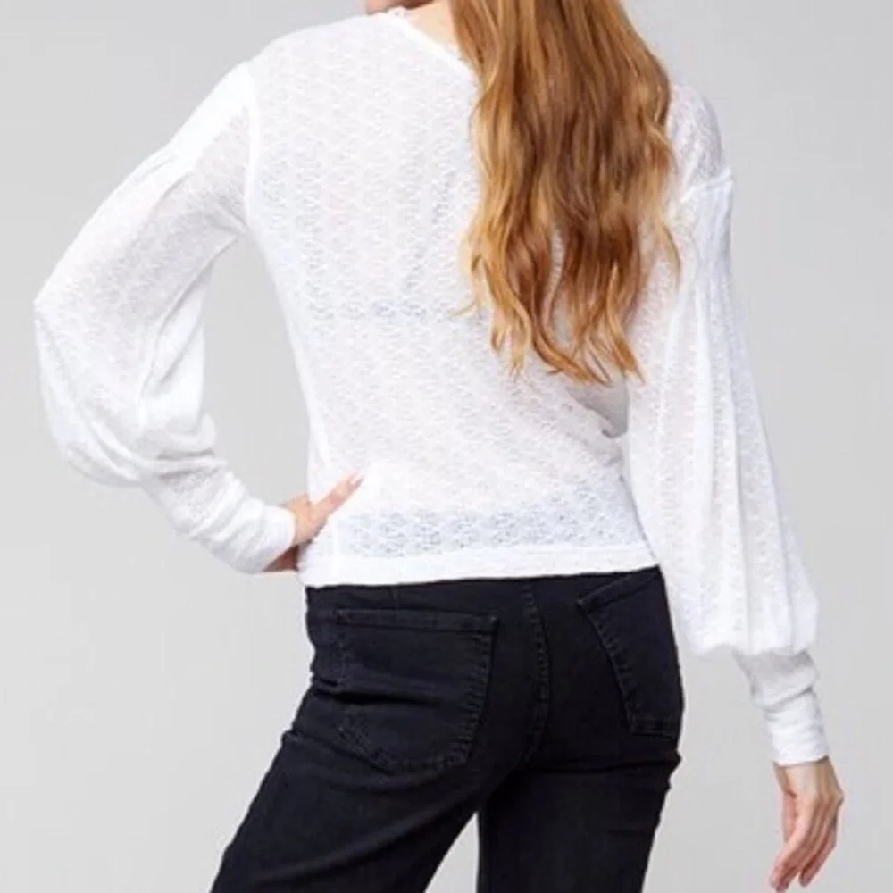 FREE PEOPLE DREAM GIRL POINTELLE LONG SLEEVE TOP
